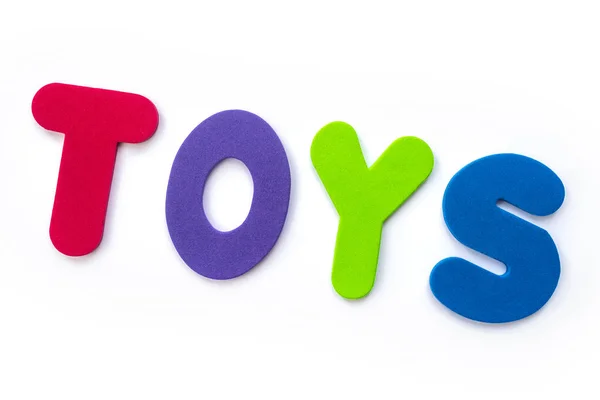 用彩色字母拼出的单词玩具 — 图库照片
