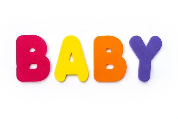 Ordet Baby Spelt Med Färgade Bokstäver — Stockfoto