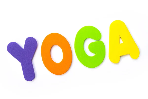Word Yoga Spelt Out Coloured Letters — Stock Photo, Image