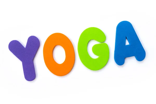 Word Yoga Spelt Out Coloured Letters — Stock Photo, Image