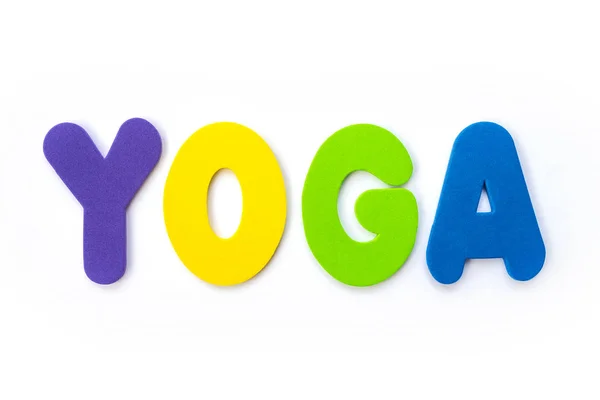 Word Yoga Spelt Out Coloured Letters — Stock Photo, Image