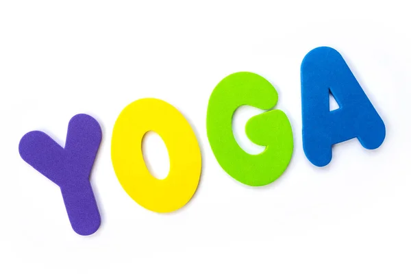 Word Yoga Spelt Out Coloured Letters — Stock Photo, Image