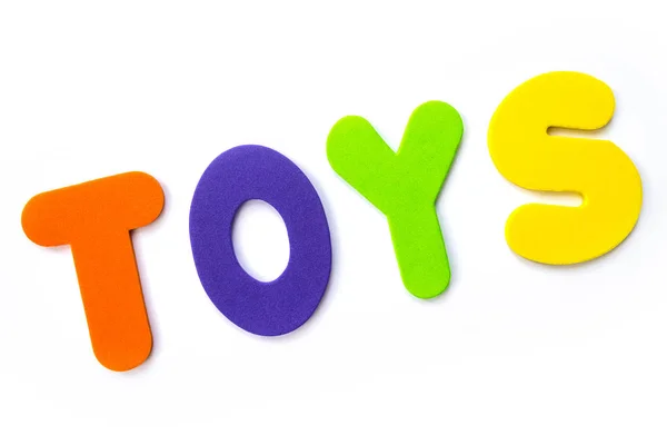 Word Toys Spelt Out Coloured Letters — Stock Photo, Image