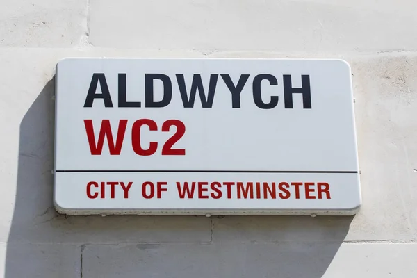 London Storbritannien Juni 2018 Gatan Tecken För Aldwych City Westminster — Stockfoto