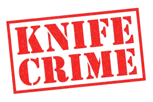 Messer Verbrechen Roter Gummistempel Über Weißem Hintergrund — Stockfoto