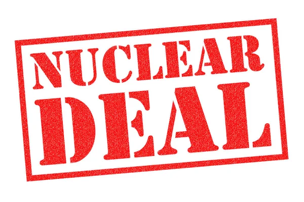 Sello Goma Rojo Nuclear Deal Sobre Fondo Blanco — Foto de Stock