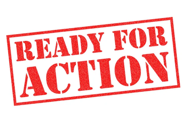 Ready Action Red Rubber Stamp White Background — Stock Photo, Image