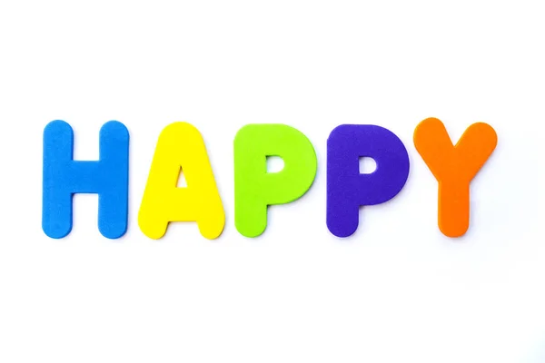 Word Happy Plain White Background — Stock Photo, Image