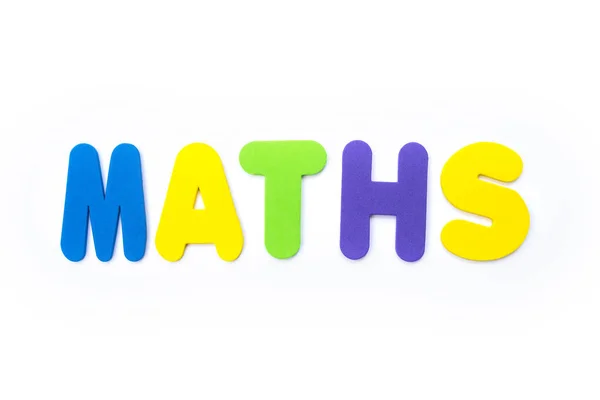 Palabra Maths Escrita Letras Multicolores —  Fotos de Stock