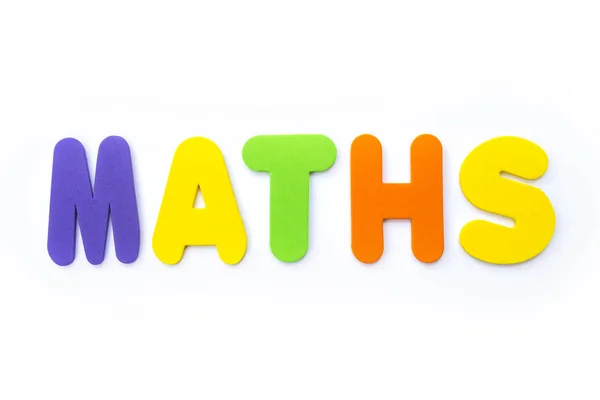 Palabra Maths Escrita Letras Multicolores —  Fotos de Stock