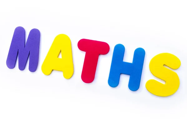 Palabra Maths Escrita Letras Multicolores —  Fotos de Stock