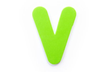 Beyaz bir arka plan üzerinde yeşil harf V.