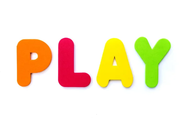 Palabra Play Escribe Letras Multicolores — Foto de Stock