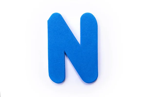 Blauwe Letter Een Witte Achtergrond — Stockfoto