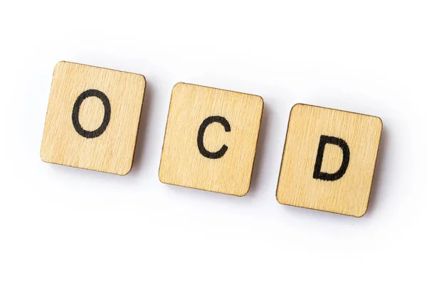 Abbreviation Ocd Obsessive Compulsive Disorder Spelt Out Wooden Letter Tiles — Stock Photo, Image