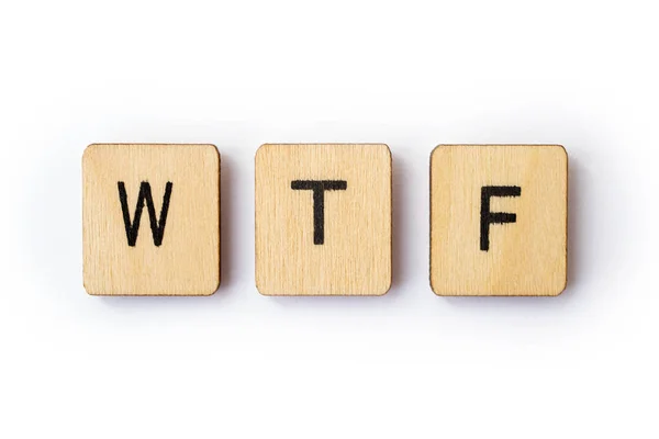 Abbreviation Wtf Spelt Wooden Letter Tiles — Stock Photo, Image