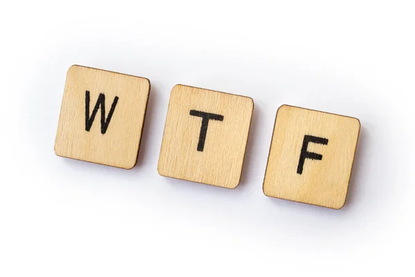 Abbreviation Wtf Spelt Wooden Letter Tiles — Stock Photo, Image