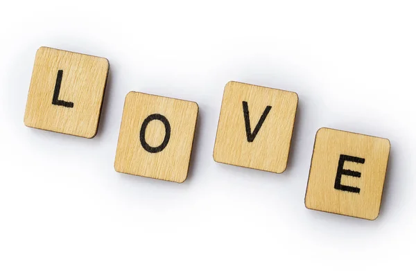 Word Love Spelt Wooden Letter Tiles — Stock Photo, Image
