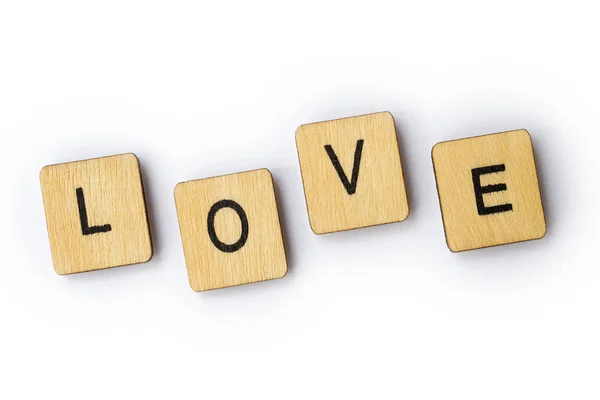 Word Love Spelt Wooden Letter Tiles — Stock Photo, Image