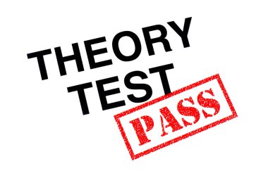 A Theory Test heading stamped with a red PASS rubber stamp. clipart