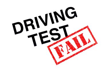 A Driving Test heading stamped with a red FAIL rubber stamp.  clipart