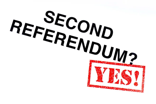 Second Referendum Question Stamped Red Yes Rubber Stamp — Stock Photo, Image