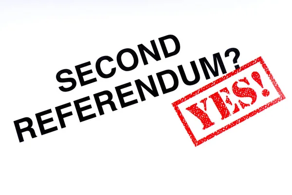 Second Referendum Question Stamped Red Yes Rubber Stamp — Stock Photo, Image