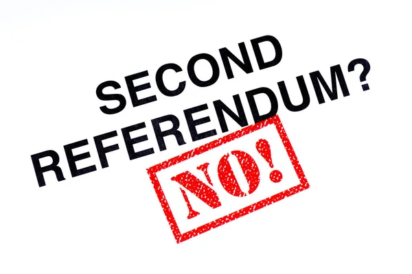 Tweede Referendum Vraag Afgestempeld Met Een Rode Nee Rubber Stempel — Stockfoto