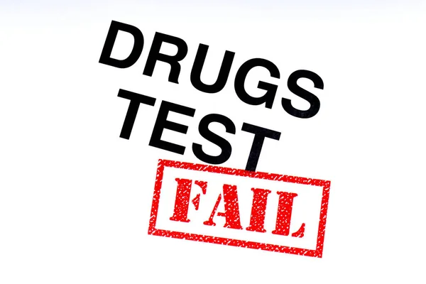 Een Kop Van Drugs Test Voorzien Van Een Rode Fail — Stockfoto