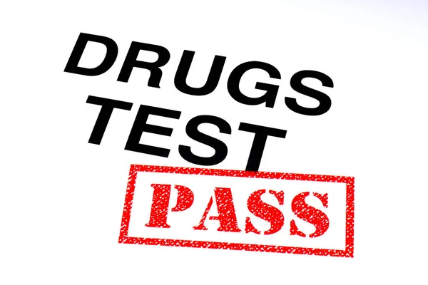 Kábítószer Tesztet Címsor Bélyegezni Egy Piros Pass Gumibélyegző — Stock Fotó