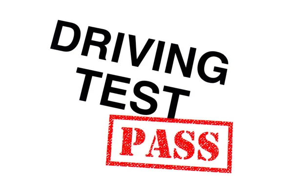 Pozycją Driving Test Opatrzone Czerwoną Pieczątka Pass — Zdjęcie stockowe