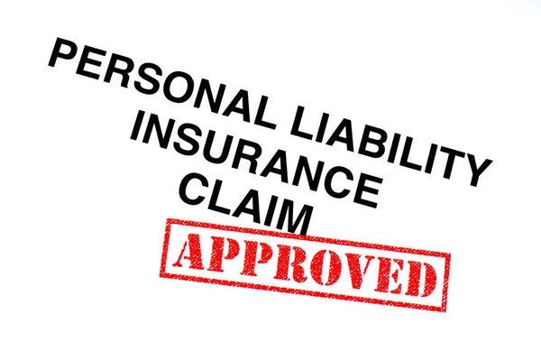 Personal Liability Insurance Claim Heading Stamped Red Approved Rubber Stamp — Stock Photo, Image