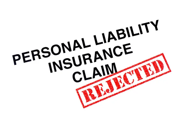 Personal Liability Insurance Claim Heading Stamped Red Rejected Rubber Stamp — Stock Photo, Image