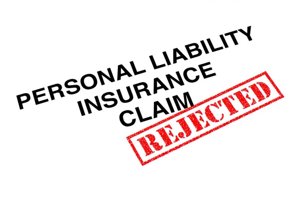 Personal Liability Insurance Claim Heading Stamped Red Rejected Rubber Stamp — Stock Photo, Image