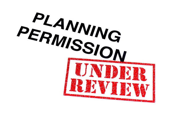 Planning Permission Heading Stamped Red Review Rubber Stamp — Stock Photo, Image