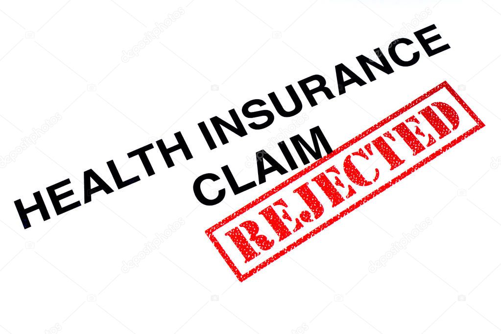 Health Insurance Claim heading stamped with a red REJECTED rubber stamp.
