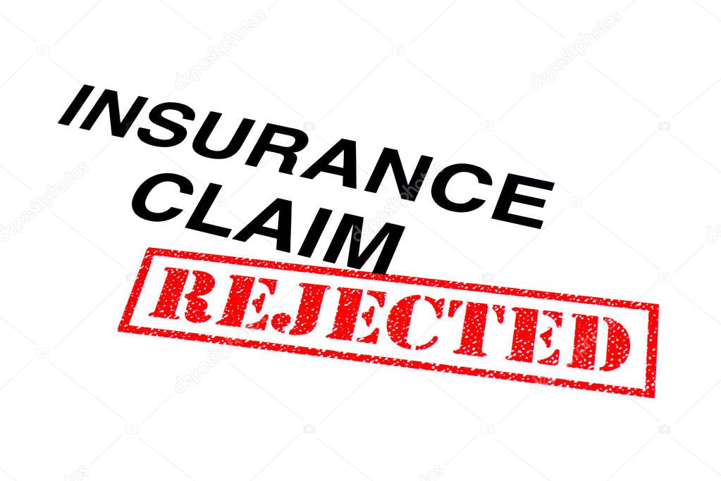 Insurance Claim heading stamped with a red REJECTED rubber stamp.