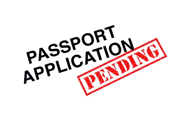 Aplikasi Paspor Ditandai Dengan Stempel Karet Pending Merah — Stok Foto