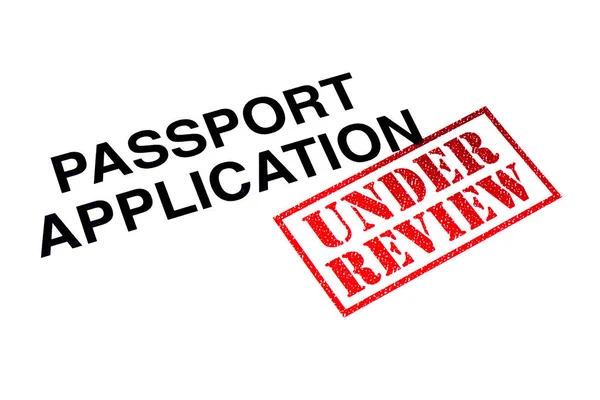 Passaporte Título Aplicação Carimbado Com Carimbo Borracha Vermelho — Fotografia de Stock