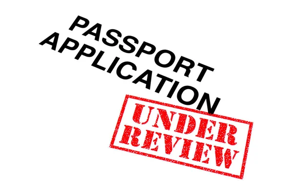 Passaporto Testa Applicazione Timbrata Con Timbro Gomma Rosso Sotto Review — Foto Stock