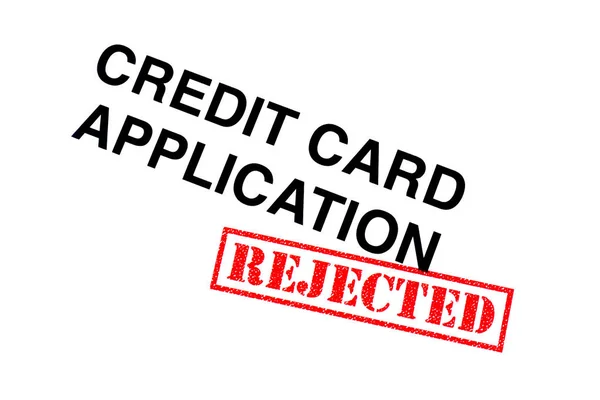 Cartão Crédito Título Aplicação Carimbado Com Carimbo Borracha Rejected Vermelho — Fotografia de Stock