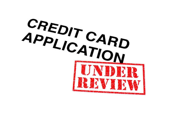 信用卡申请标题加盖红色审查橡皮戳 — 图库照片