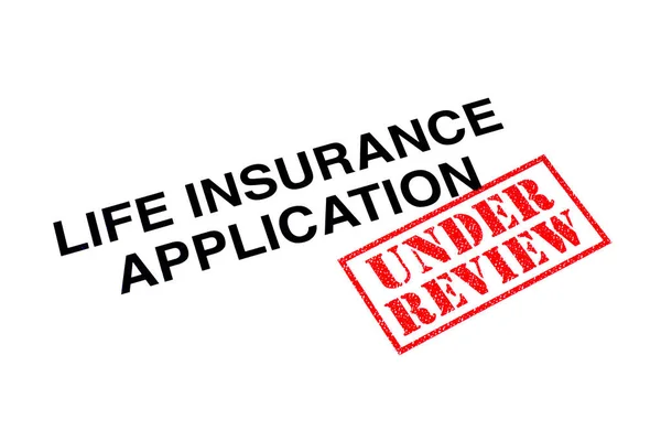 Life Insurance Application Heading Stamped Red Review Rubber Stamp — Stock Photo, Image