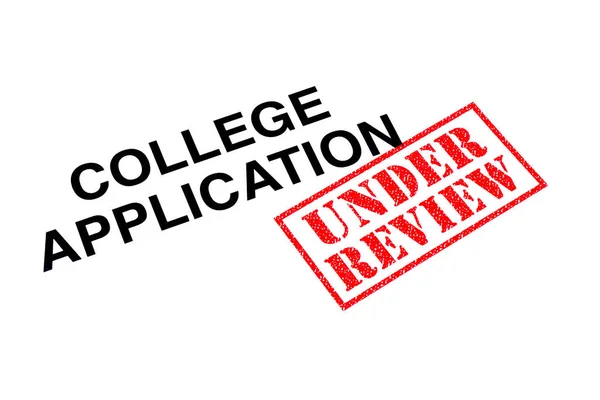 College Application Heading Stamped Red Review Rubber Stamp — Stock Photo, Image