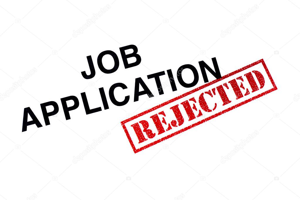 Job Application heading stamped with a red REJECTED rubber stamp. 