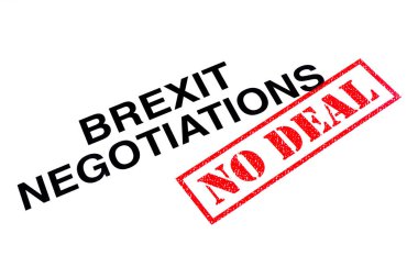 Brexit müzakereler başlık kırmızı No Deal damgası ile damgalı. 