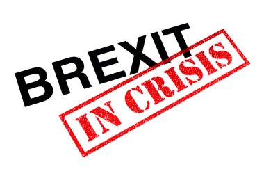 Brexit başlık kırmızı bir kriz içinde damgası ile damgalı. 