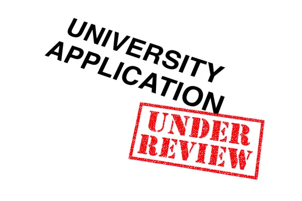 University Application Heading Stamped Red Review Rubber Stamp — Stock Photo, Image