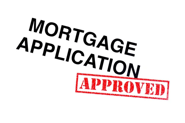 Mortgage Application Heading Stamped Red Approved Rubber Stamp — Stock Photo, Image