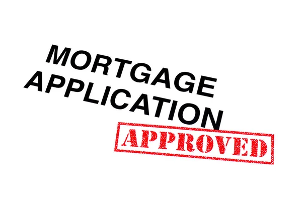 Mortgage Application Heading Stamped Red Approved Rubber Stamp — Stock Photo, Image